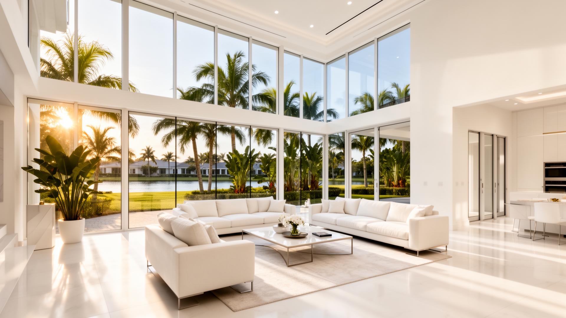 Luxury Florida living room with pristine cleaning